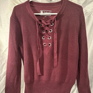 Outback trading co burgundy knit crop sweater L/XL